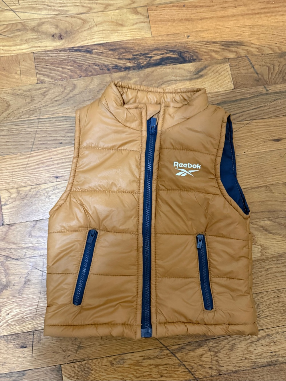 Reebok Toddler Brown Puffer Vest with Navy Accents